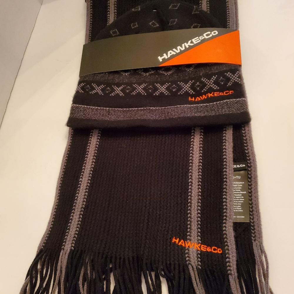 New Men's Hawke&Co Scarf & Hat Set